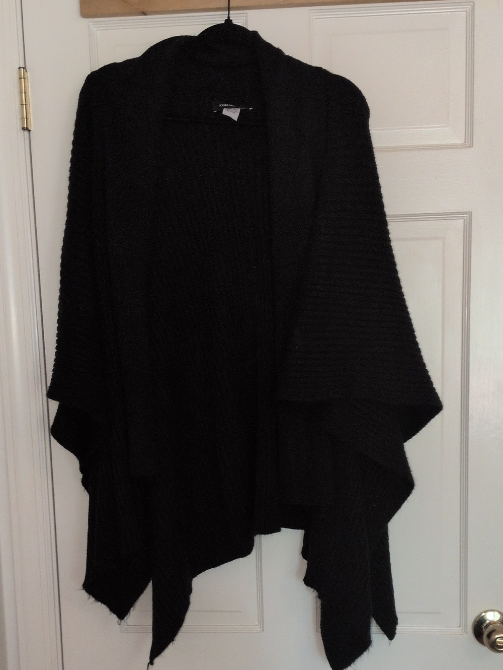 Jones New York Black Open-Front Poncho Sweater